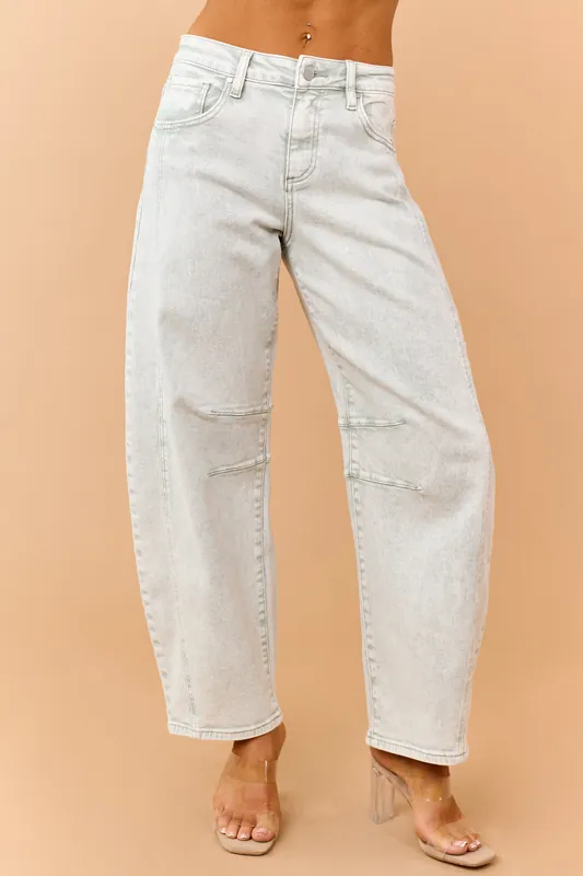 Risen Pistachio Washed Slouchy Barrel Jeans