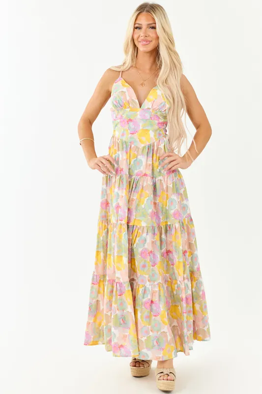Blush Floral Print Sleeveless Cotton Maxi Dress - Privy
