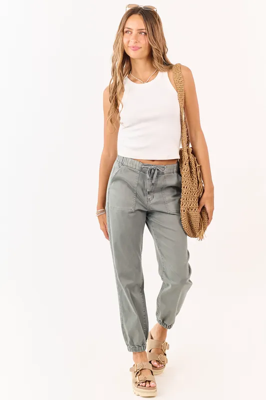 Mica Denim Faded Juniper Cropped Jogger Jeans