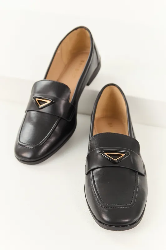 Black Faux Leather Slip On Penny Loafers - JP ORIGINAL CORP