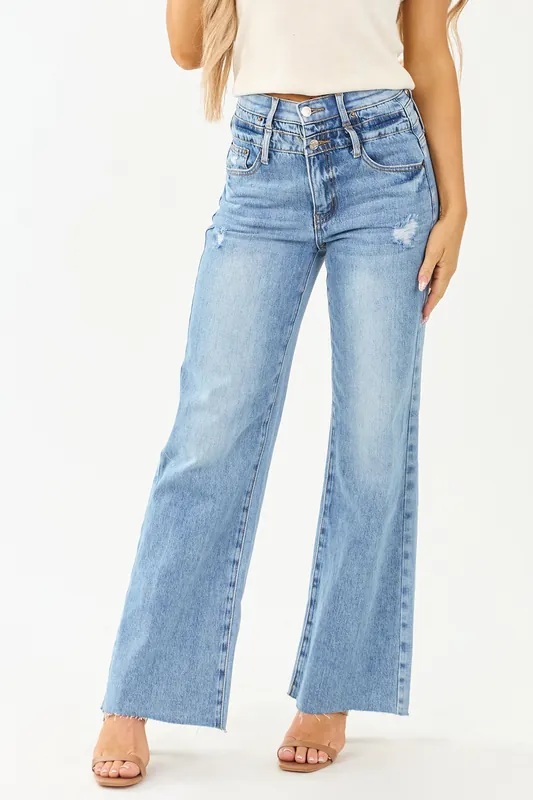 Saige Double Waist Tummy Control Straight Jeans - Saige Denim