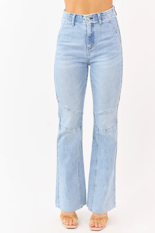 Saige Light Tummy Control Stretchy Flare Jeans - Saige Denim