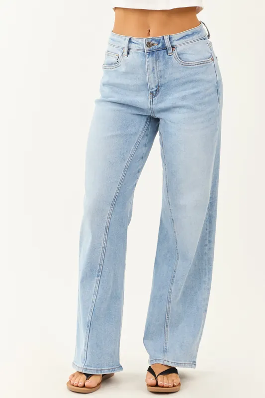 Mica Denim Light Wash Stretchy Straight Leg Jeans