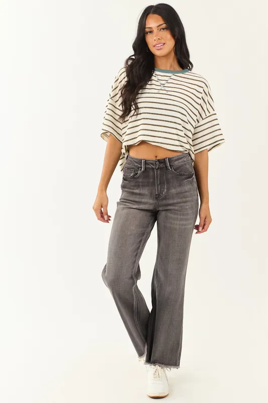 Mica Denim Graphite High Rise Stretchy Wide Leg Jeans