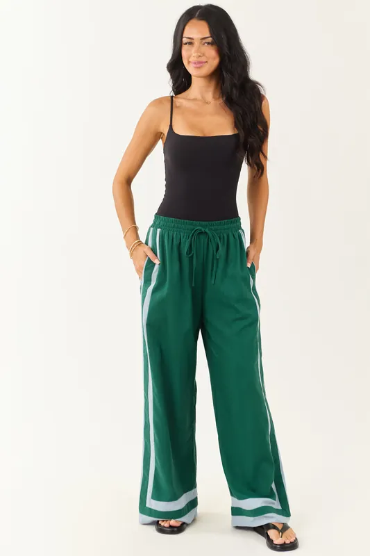 Entro Hunter Green Wide Leg Linen Blend Pants