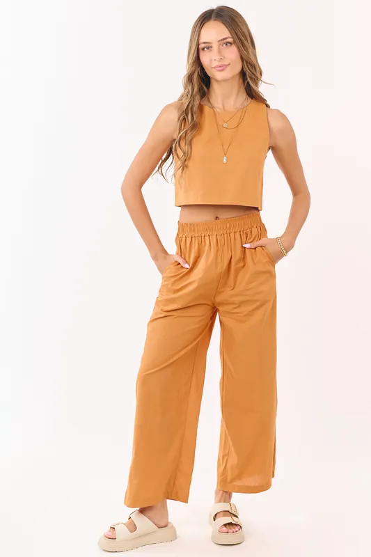 Mango Cropped Tank Top and Wide Leg Pants Set - Metamorphosis Girl