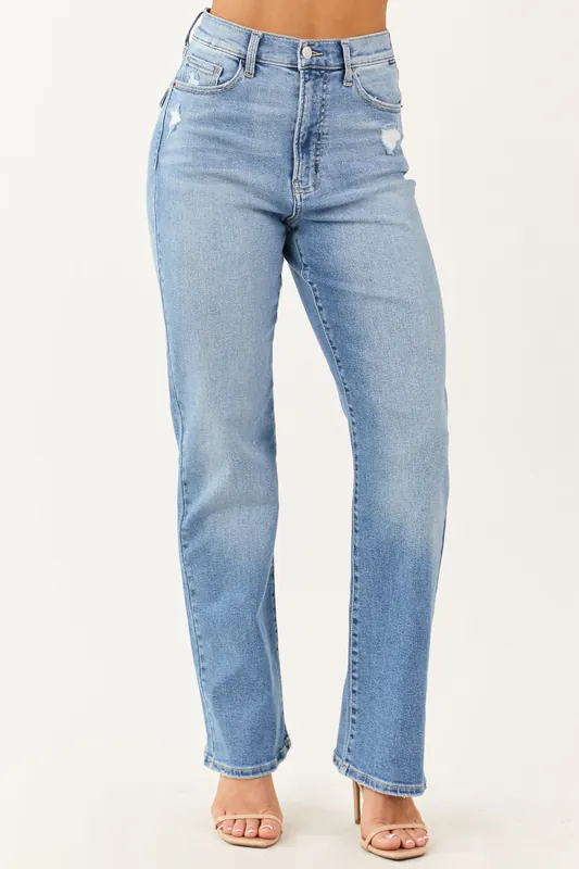 Cello Light Wash High Rise Stretchy Dad Jeans - Cello Jeans