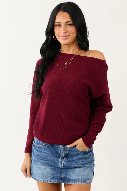 Cherry Boat Neck Knit Long Sleeve Top - Wasabi+Mint