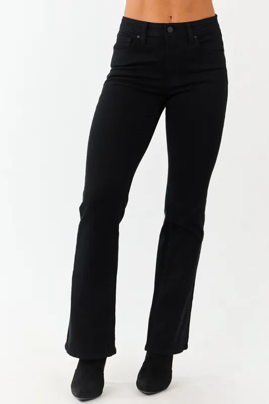 Black High Rise Stretchy Bootcut Jeans - Just Panmaco