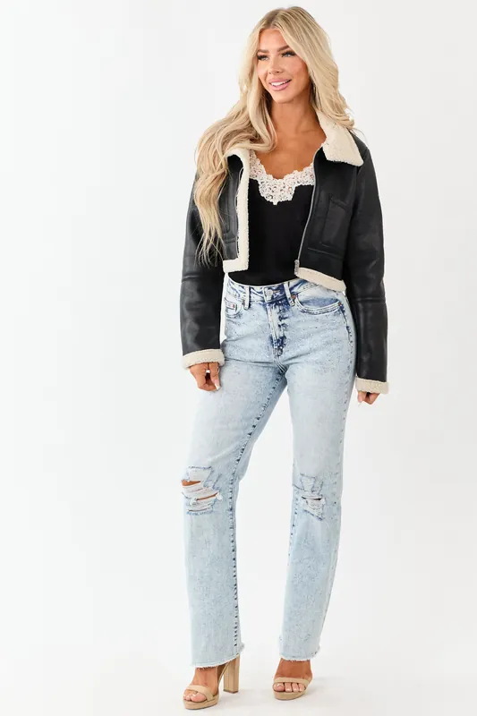 Mica Denim Rhinestone Stretchy Straight Jeans