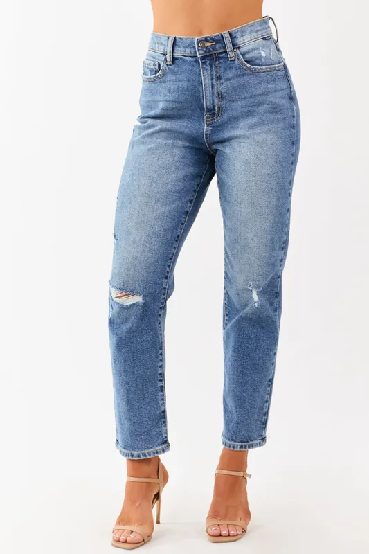 Cello Medium Wash Lightly Distressed Straight Jeans - Cello Jeans