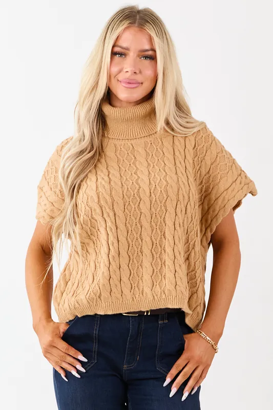 Lovelo Copper Cable Knit Turtleneck Sweater - GeeGee