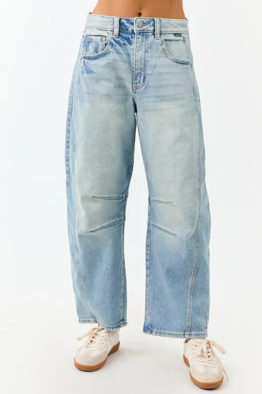 Cello Faded Light Wash Ankle Length Barrel Jeans - Cello Jeans