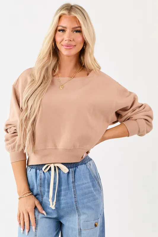 Nude Raw Boat Neck Boxy Pullover Sweatshirt - HYFVE