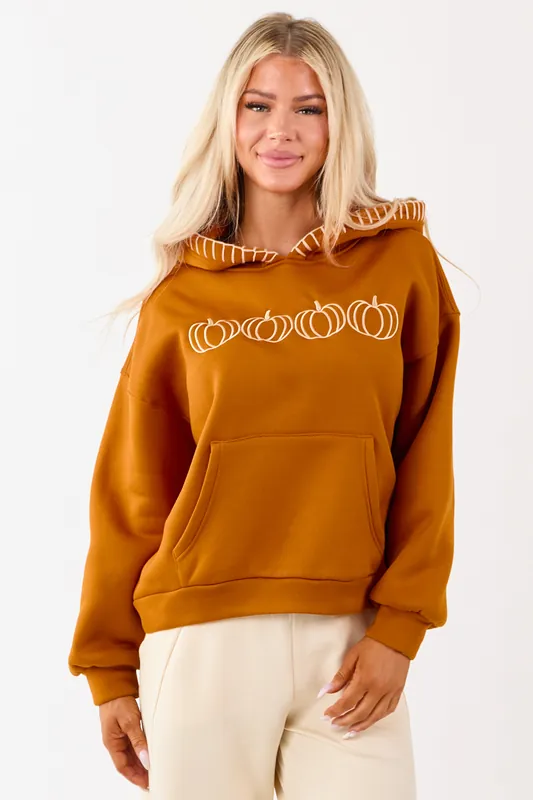 Tawny Pumpkin Graphic Relaxed Fleece Hoodie - LovLov