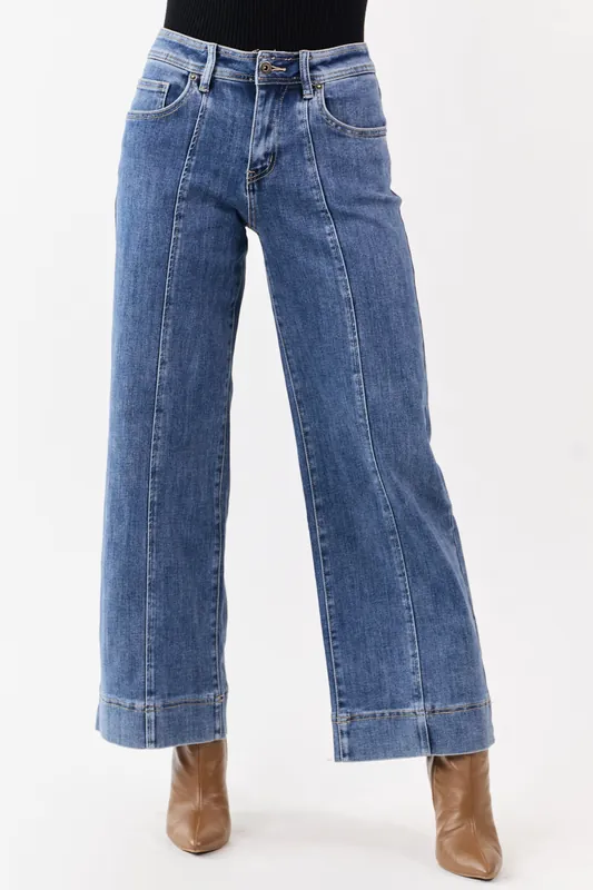 MIca Denim Dark Wash Stretchy Wide Leg Jeans