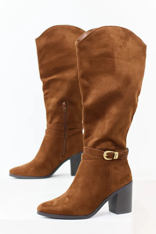 Spice Faux Suede Ankle Strap Tall Boots - FORTUNE DYNAMIC