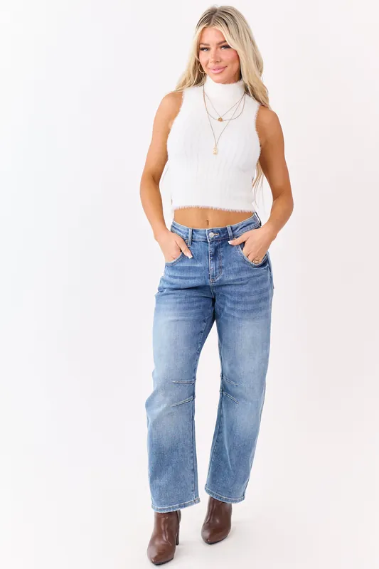 Mica Denim Medium Wash Stretchy Barrel Jeans