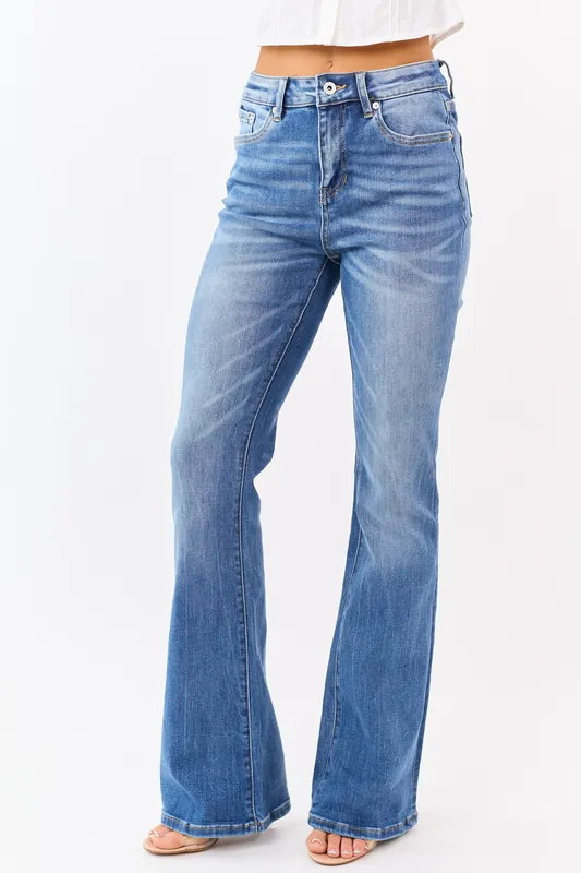 Mica Denim Medium Wash Stretchy Flare Leg Jeans