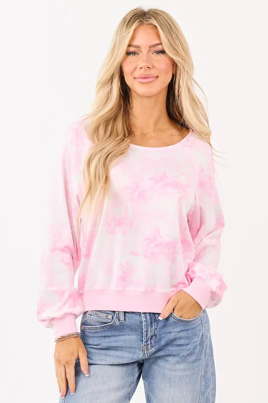 Blush Woodland Print One Shoulder Long Sleeve Top - Kentce
