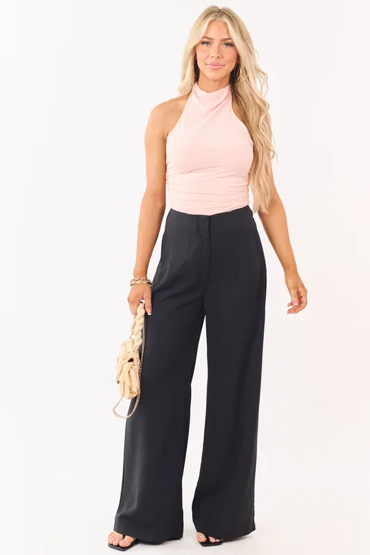 Black High Waisted Flowy Wide Leg Pants - Umgee