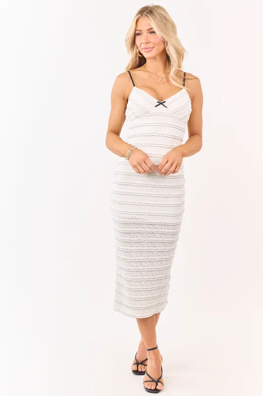 Cream Tiered Frill Lace Sleeveless Midi Dress - Privy