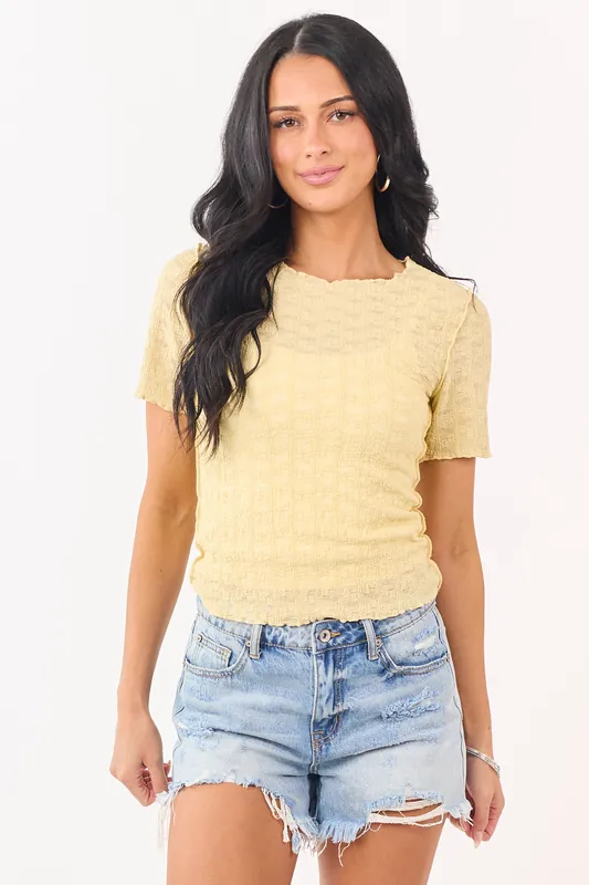 Honeysuckle Floral Textured Short Sleeve Top - Mittoshop