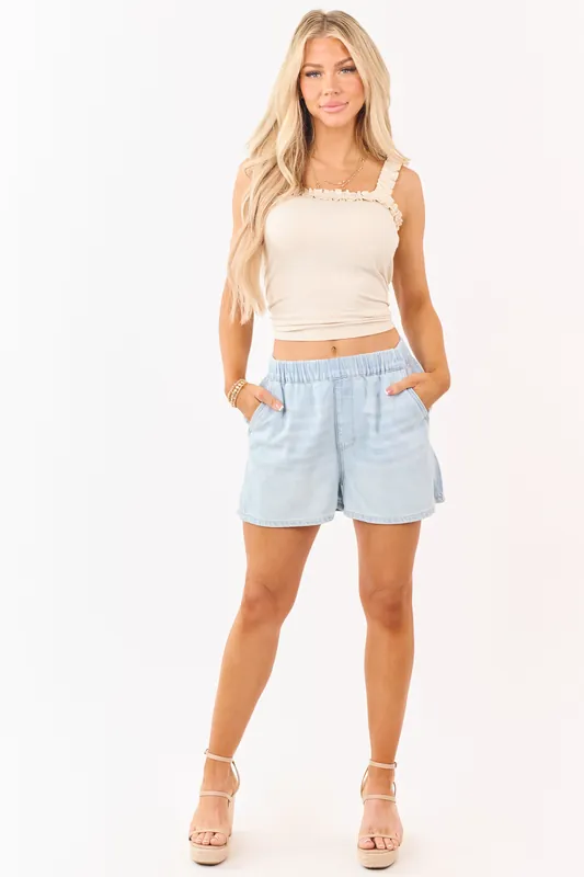 Judy Blue Light Wash Lightweight Denim Shorts