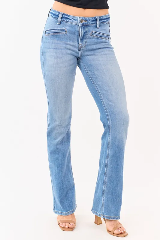 Cello Medium Wash Mid Rise Stretchy Bootcut Jeans - Cello Jeans