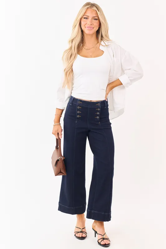 Cello Dark Wash Stretchy Wide Leg Sailor Jeans - Cello Jeans