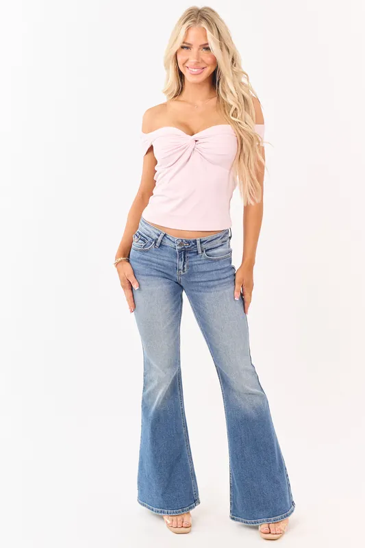 Cello Medium Stone Wash Stretchy Flare Leg Jeans - Cello Jeans