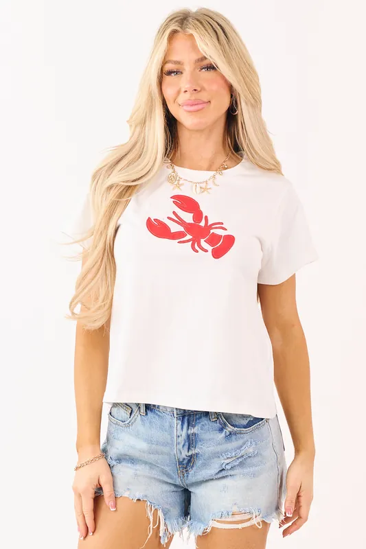 Off White Lobster Patch Graphic Cotton Tee - HYFVE