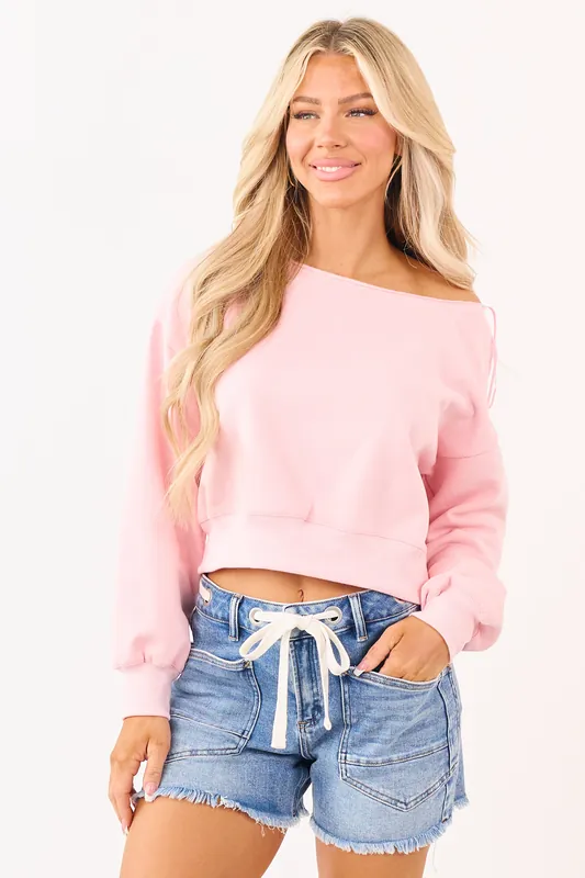 Carnation Off the Shoulder Cropped Sweatshirt - Paper Moon