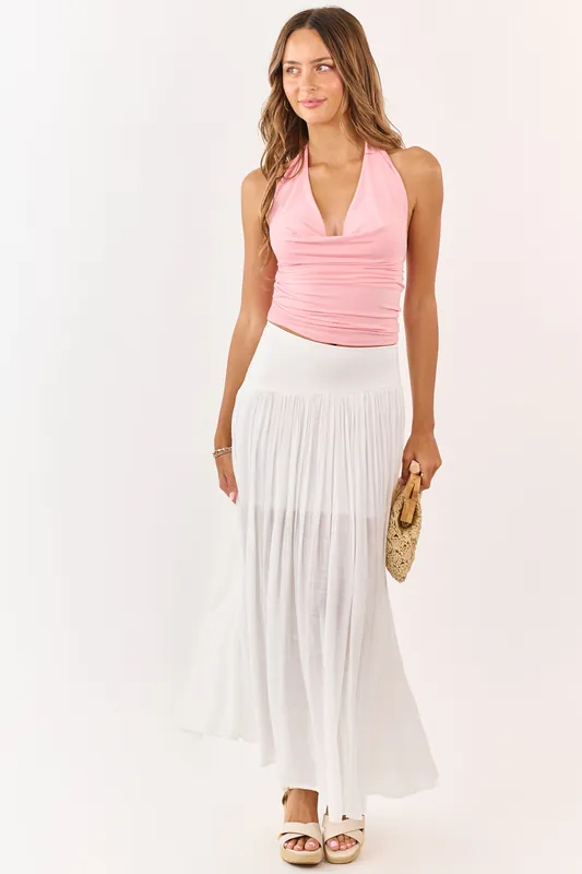 Off White Asymmetrical Waist Maxi Skirt - HYFVE