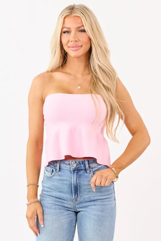 Carnation Strapless Peplum Fitted Knit Top - Paper Moon