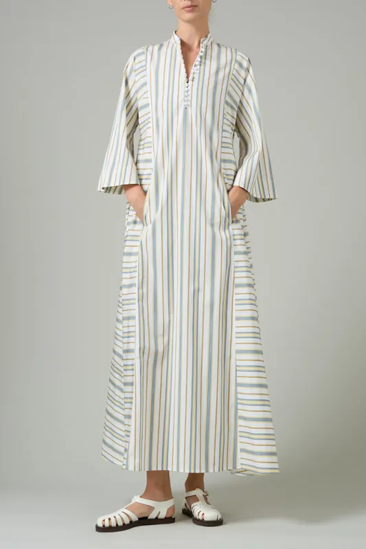 Rachel Long Kaftan | Yellow & Grey - Thierry Colson