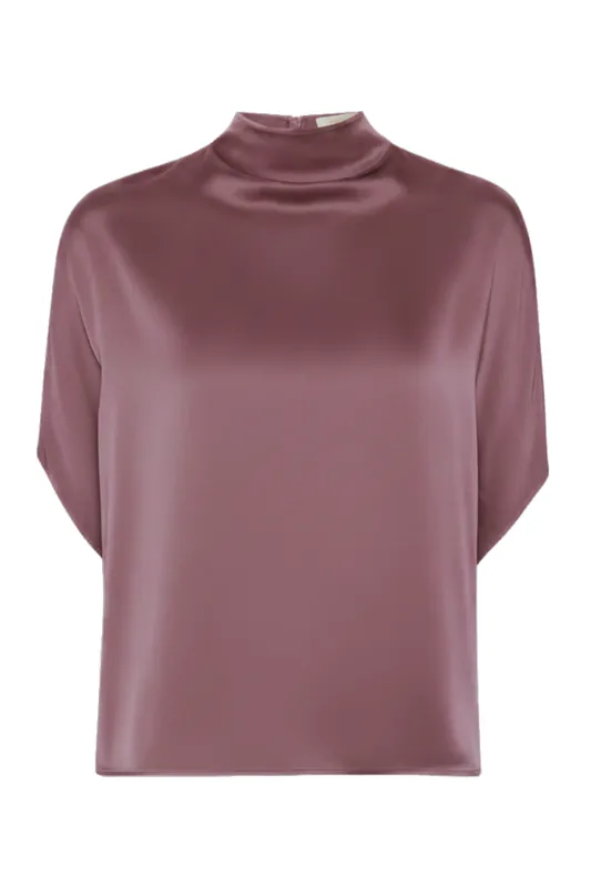 Satin Cape Tee | Dark Mauve - LAPOINTE