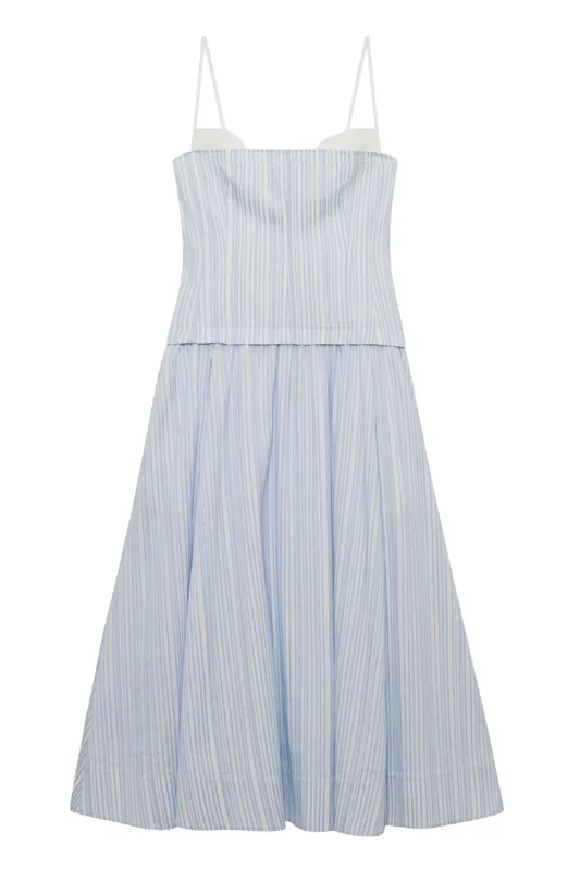 Quinlin Bustier Midi Dress | Blue Stripe - Simkhai