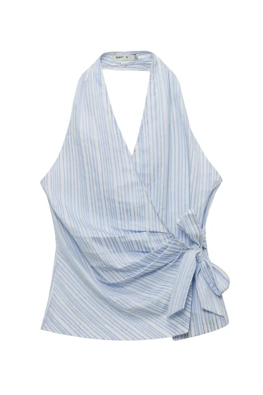 Bria S/L Top | Blue Stripe - Simkhai
