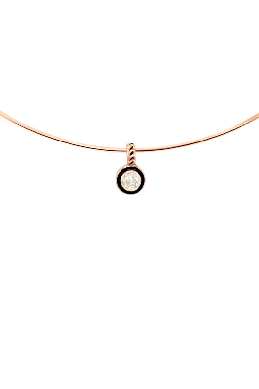 Round Diamond with Black Enameling Charm - Dezso by Sara Beltran