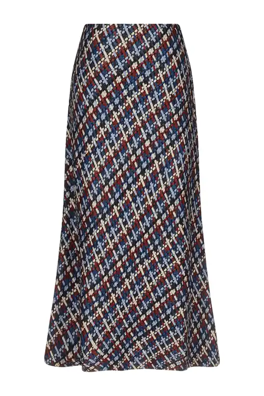 Leather A-Line Skirt | Blue Multi