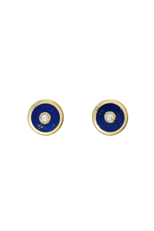 Mini Compass Studs | Lapis Inlay - Retrouvai