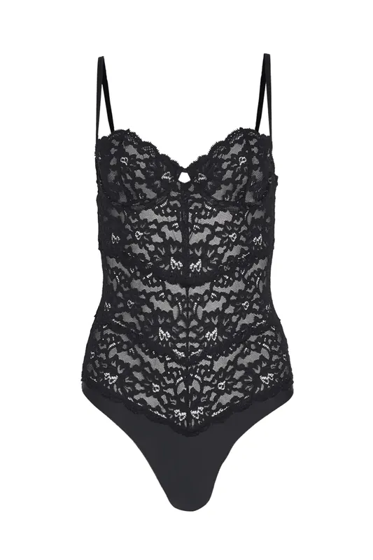 Charlotte Balconette Bodysuit- Black