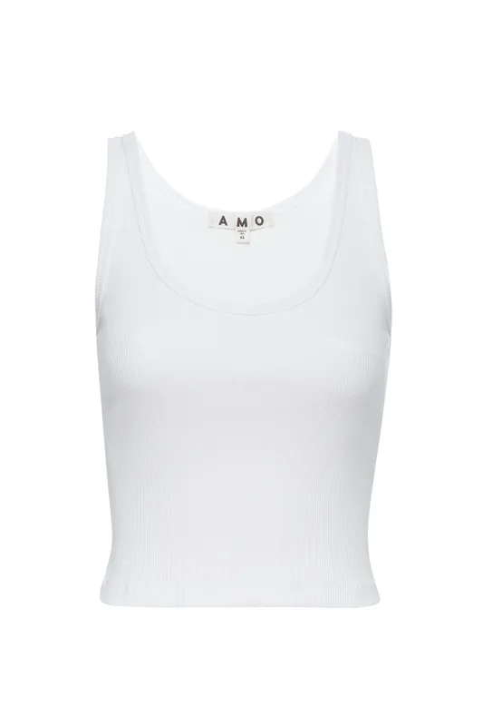 Crop Rib Tank | White - AMO