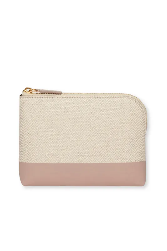 The Makeup Pouch Petite | Herringbone & Mauve - Westman Atelier