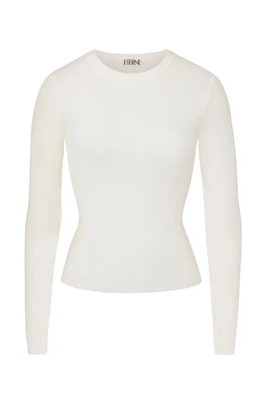 Long Sleeve Fitted Top | Cream - Eterne