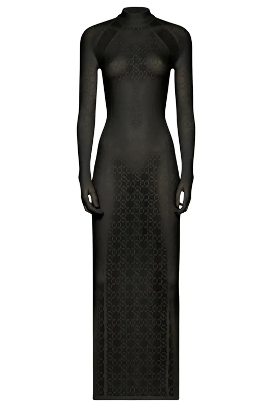 Intricate Sheer Pattern Dress | Black - Wolford