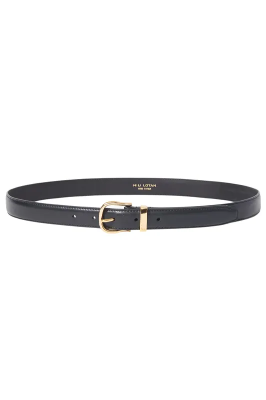 Louise Belt | Black w/ Shiny Brass Buckle - Nili Lotan