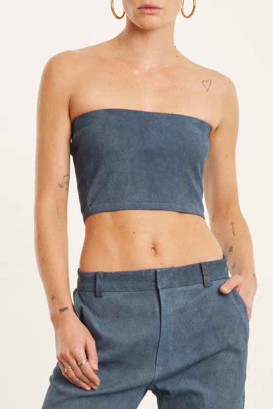 Micro Tube Top | Suede Denim - SPRWMN