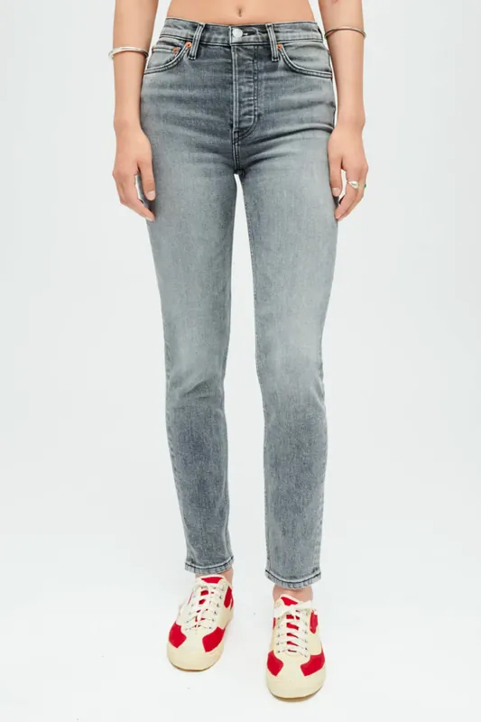 90s High Rise Ankle Crop | Silver Fade - Re/Done